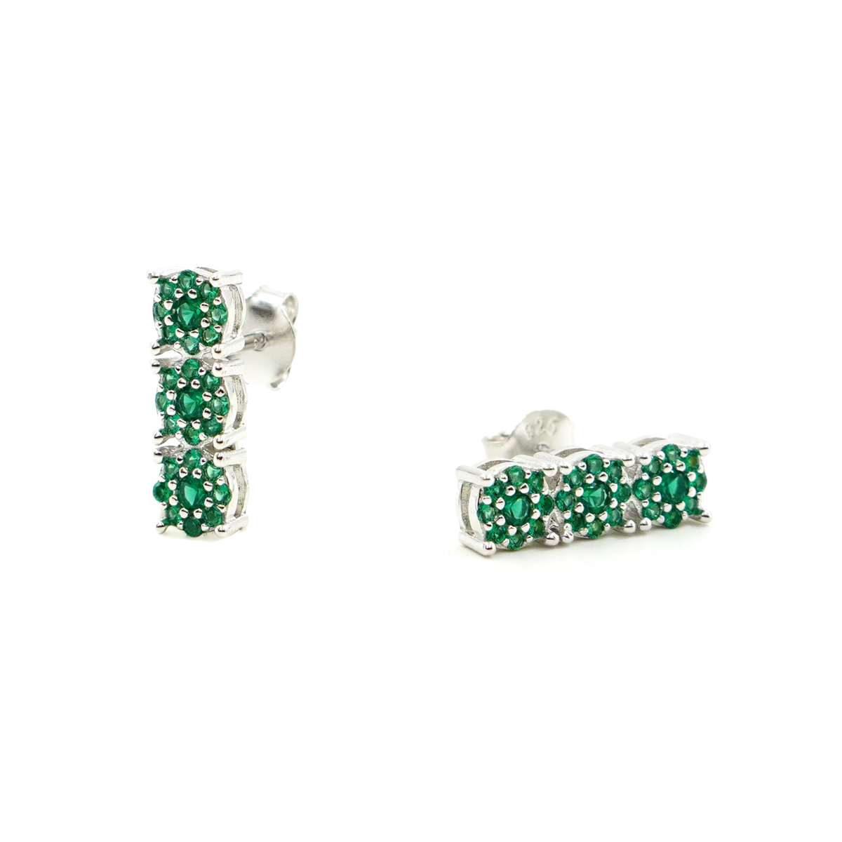 Orecchini Trilogy in argento 925 con zirconi verde – Rodiato