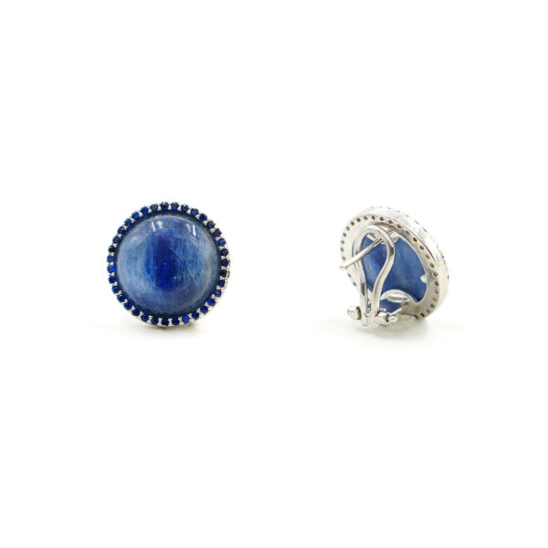 Sterling Silver Earrings with kyanite and blue zircons – Rhodium Color