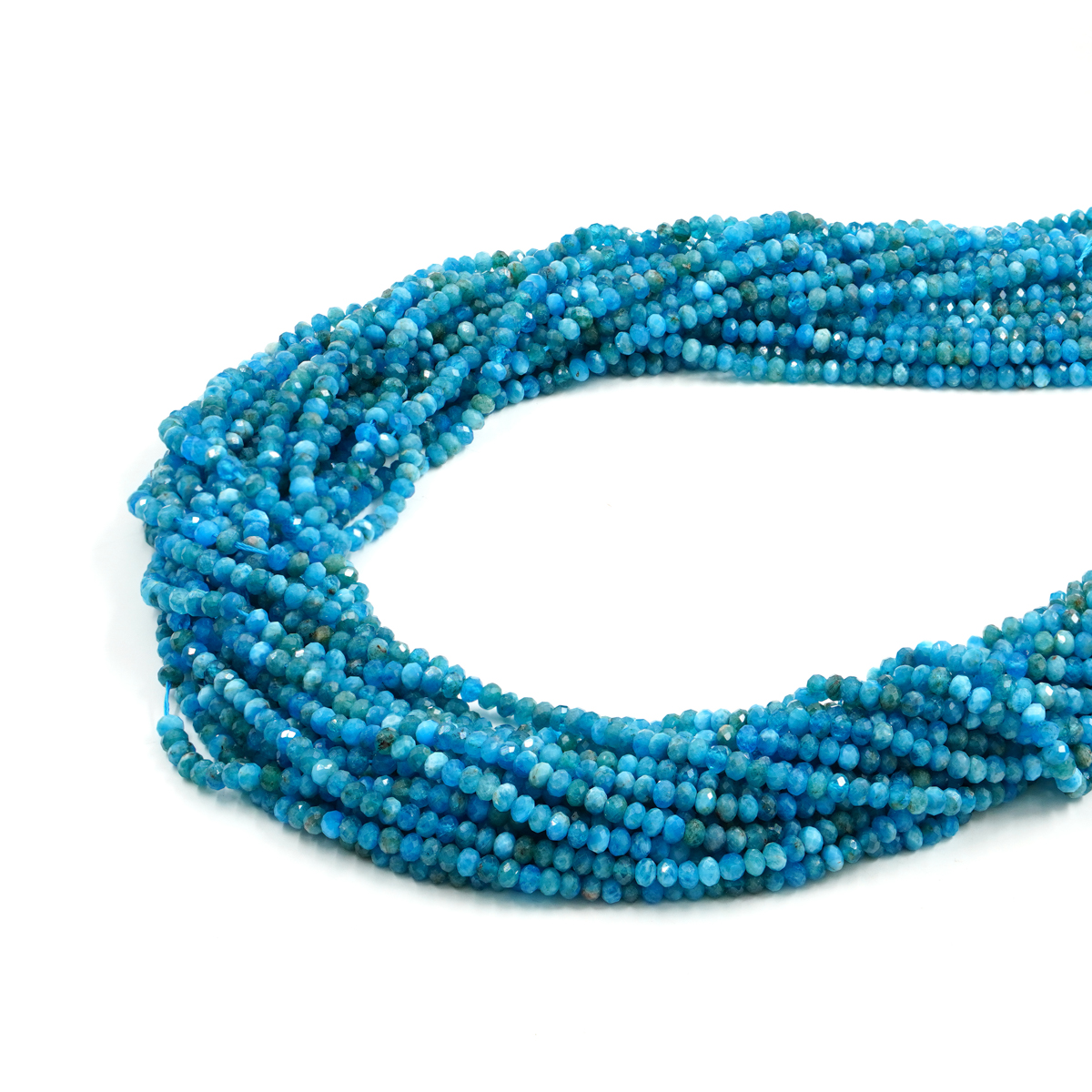 Apatite strands faceted washer shape size 3,5x2,5mm