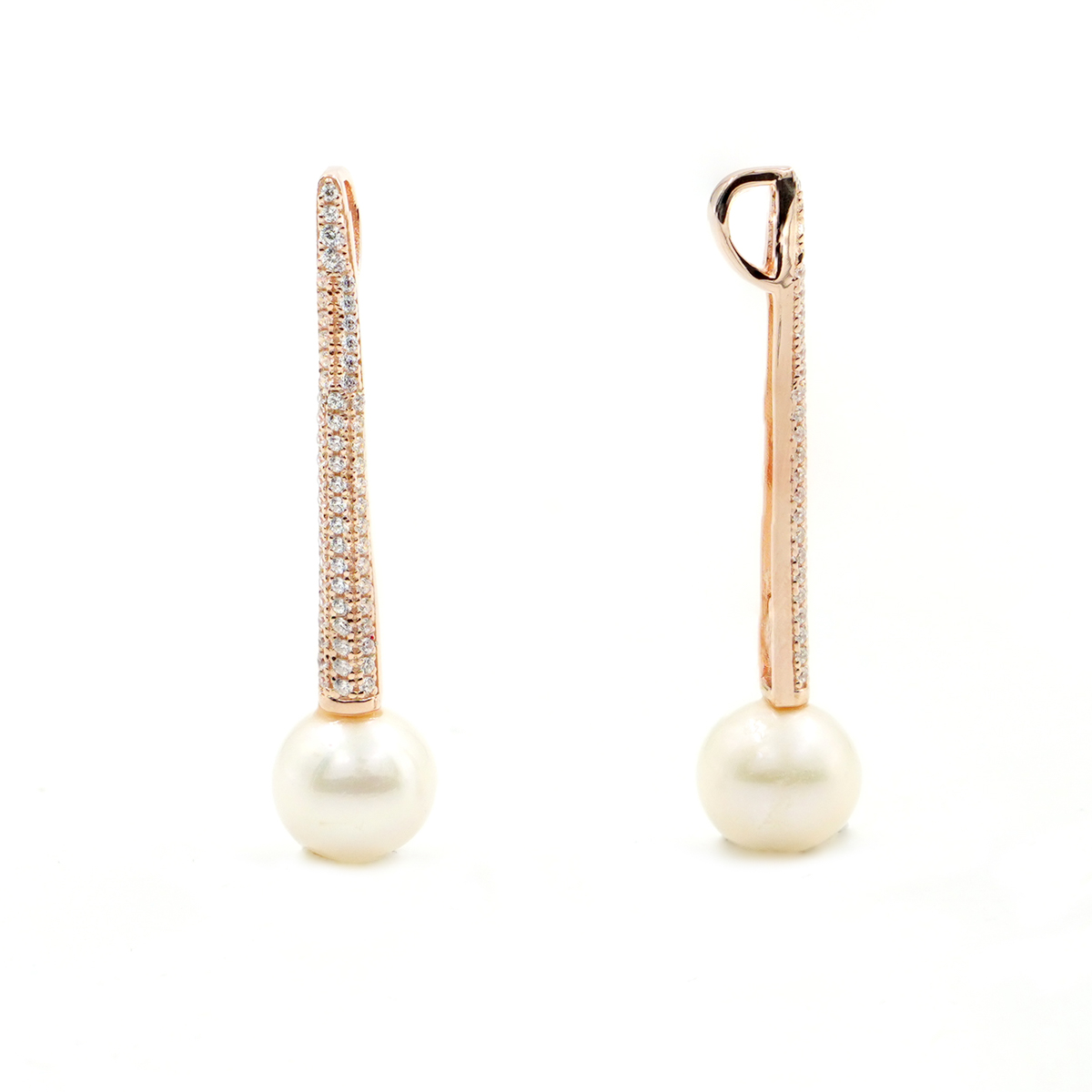 Sterling Silver pendant with pearl and zircons – Rose Color