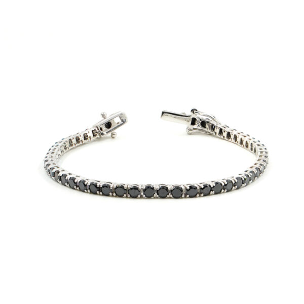 Bracciale Tennis in argento 925 con zirconi neri 2,5mm – Rodiato – <em>Lunghezza 18cm</em>