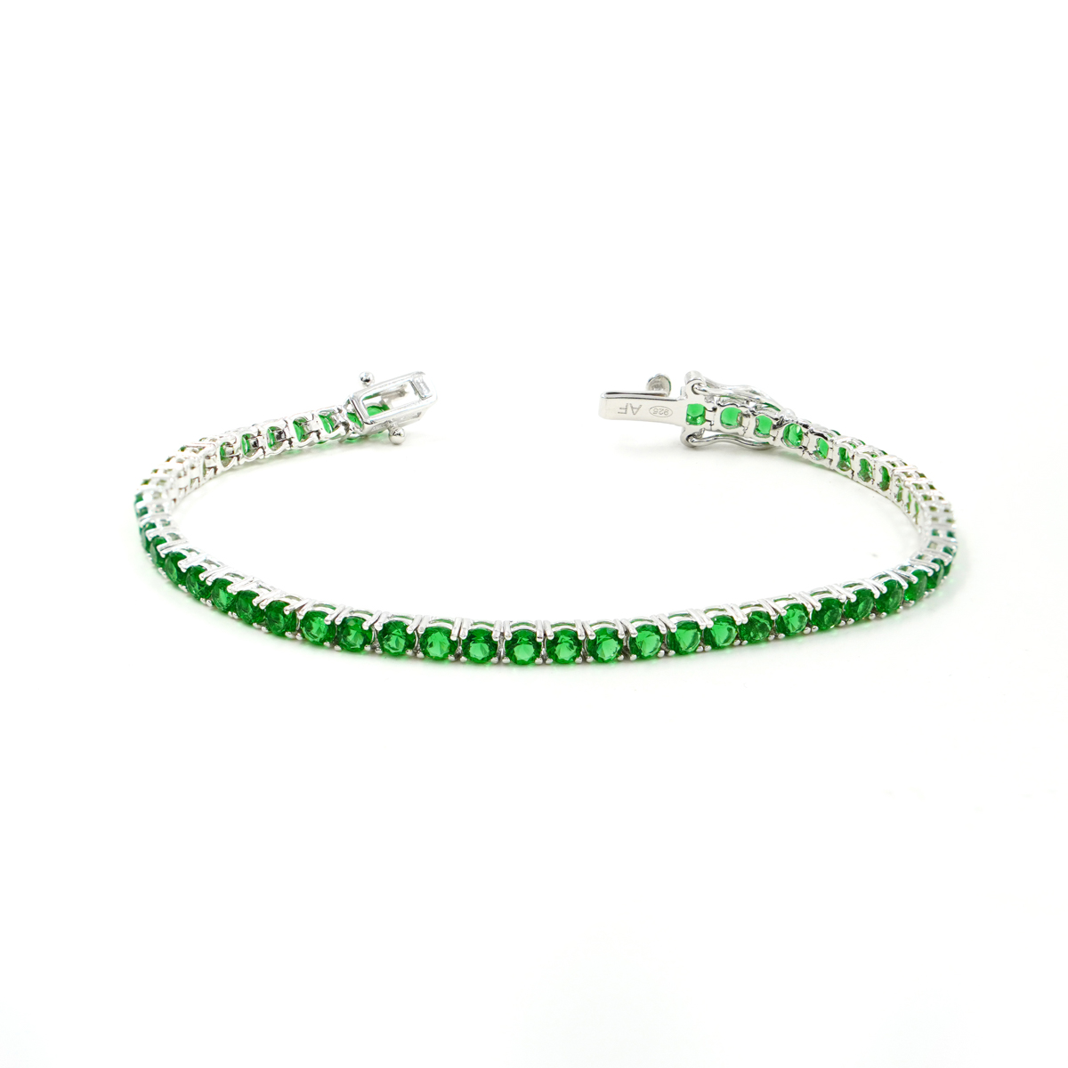 Bracelet Tennis En Argent 925 Avec Zircons - Modèle "a Binario", Longueur 18 Cm, Neuf Avec étiquettes