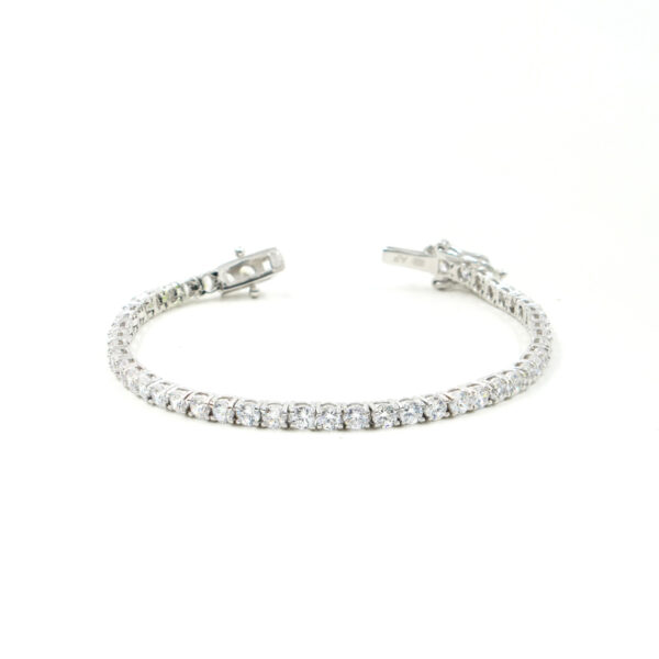 Bracciale Tennis in argento 925 con zirconi bianchi 3mm – Rodiato – <strong>Lunghezza 16cm</strong>