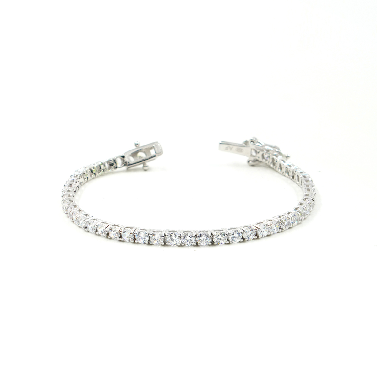 Bracciale Tennis argento zirconi bianchi 2mm 18cm Rodiato