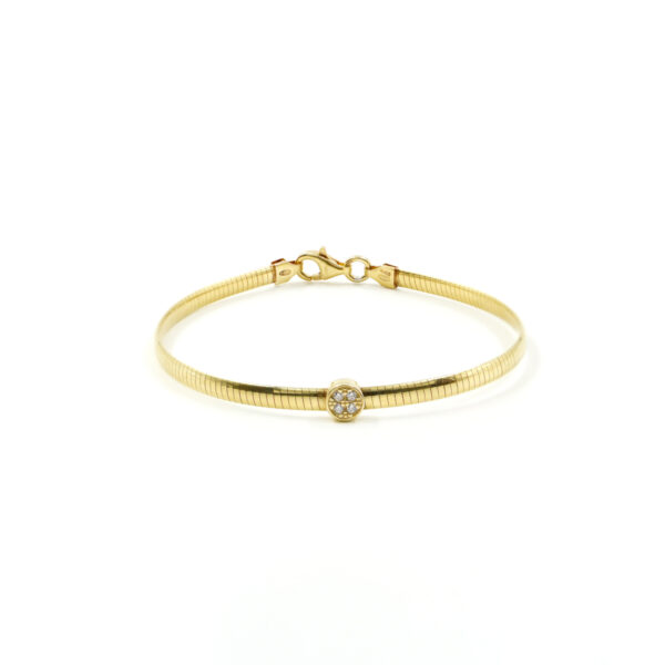 Bracciale catena Serpente in argento 925 con elemento tondo con zirconi bianchi – Dorato