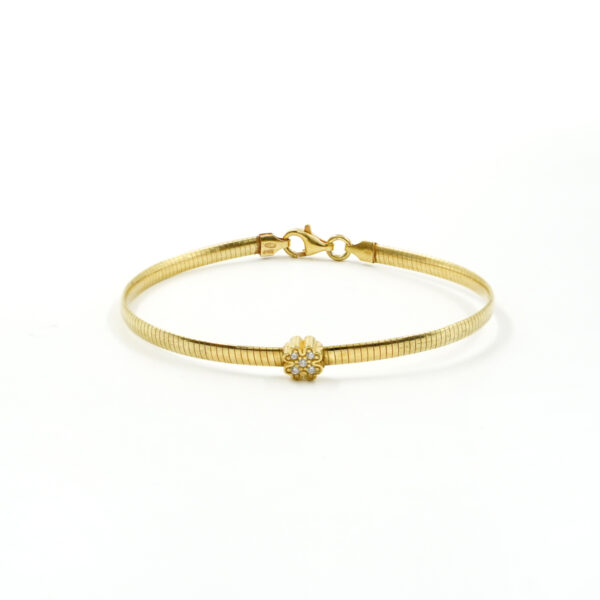 Bracciale catena Serpente in argento 925 con elemento quadrifoglio con zirconi bianchi – Dorato