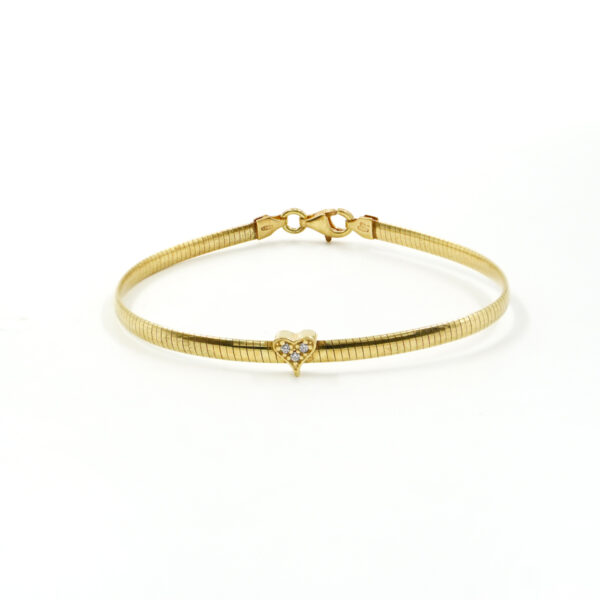 Bracciale catena Serpente in argento 925 con elemento cuore con zirconi bianchi – Dorato