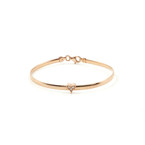 Bracciale catena Serpente in argento 925 con elemento cuore con zirconi bianchi – Rosato