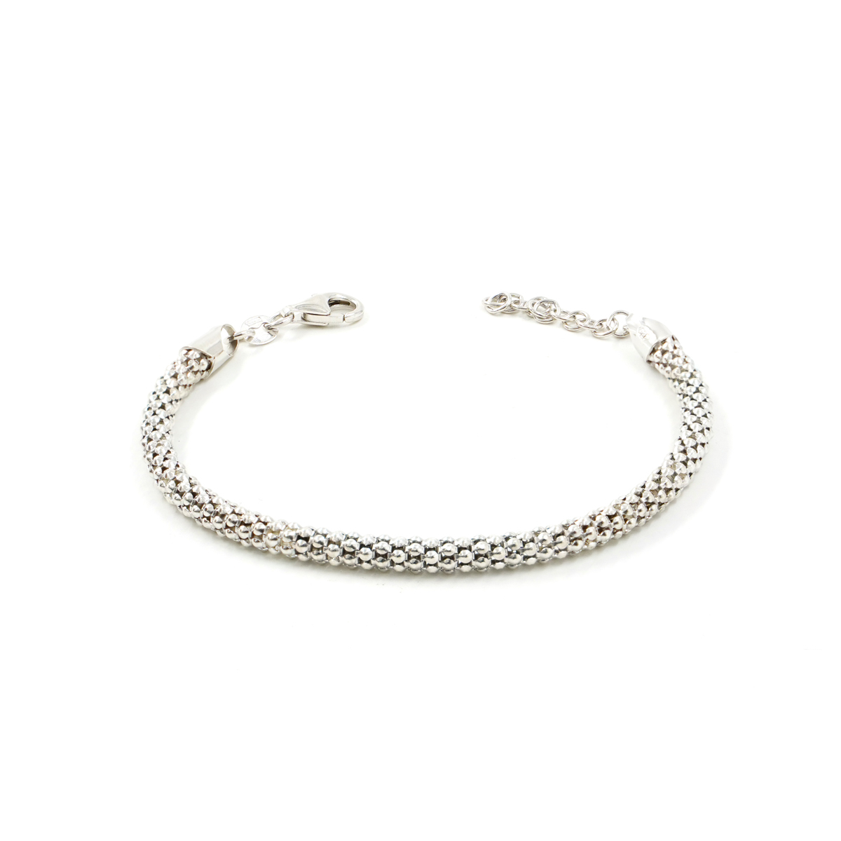 Bracciale argento catena Coreana 4mm Rodiato