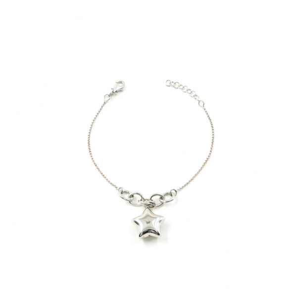 Bracciale a catena rolo in argento 925 con cuore - Rodiato