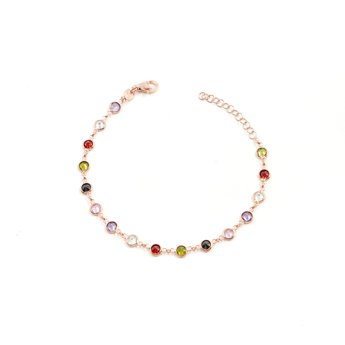 Bracciale in argento 925 con zirconi multicolori 2,50mm – Rosato