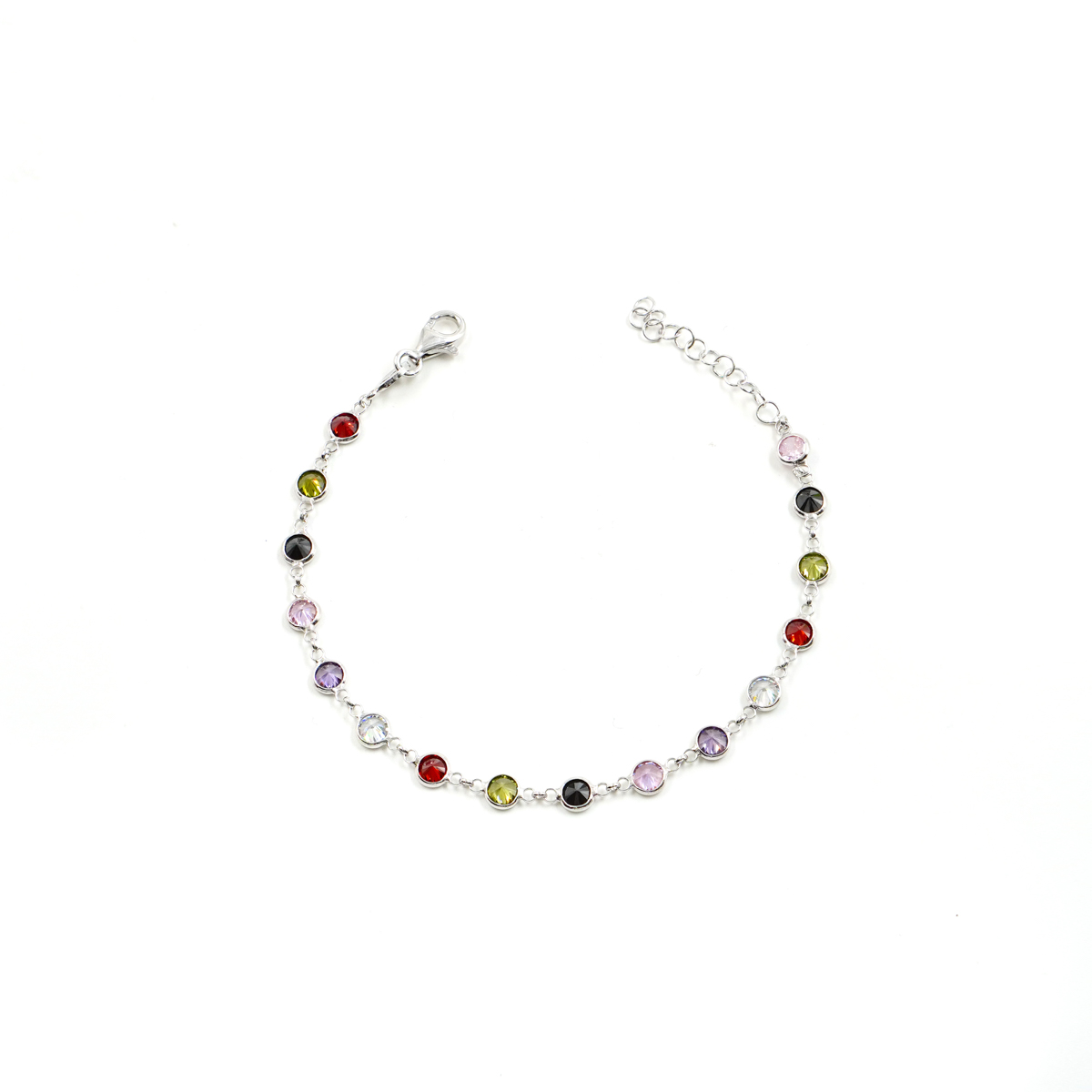Bracciale in argento 925 con zirconi multicolori 2,50mm – Rodiato