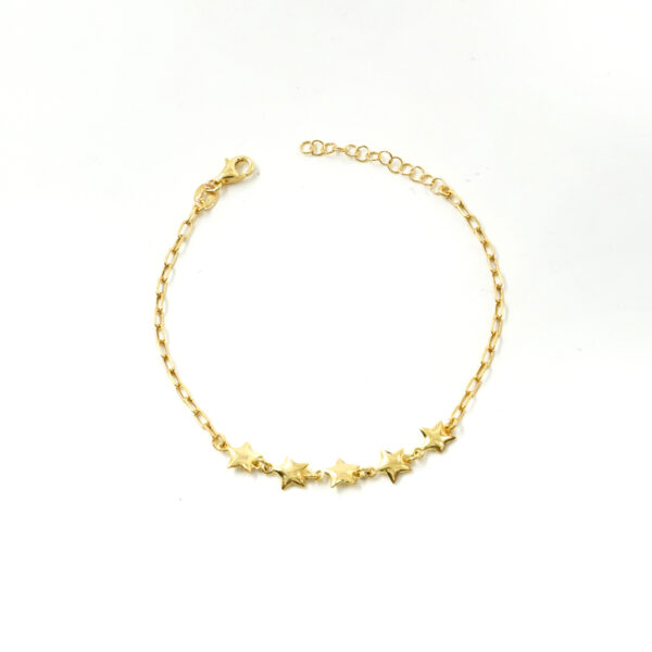Bracciale catena graffette in argento 925 con elementi stella – Dorato