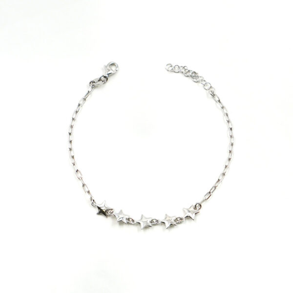 Bracciale catena graffette in argento 925 con elementi stella – Rodiato