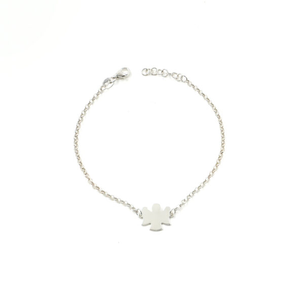 Bracciale a catena rolo in argento 925 con angelo - Rodiato