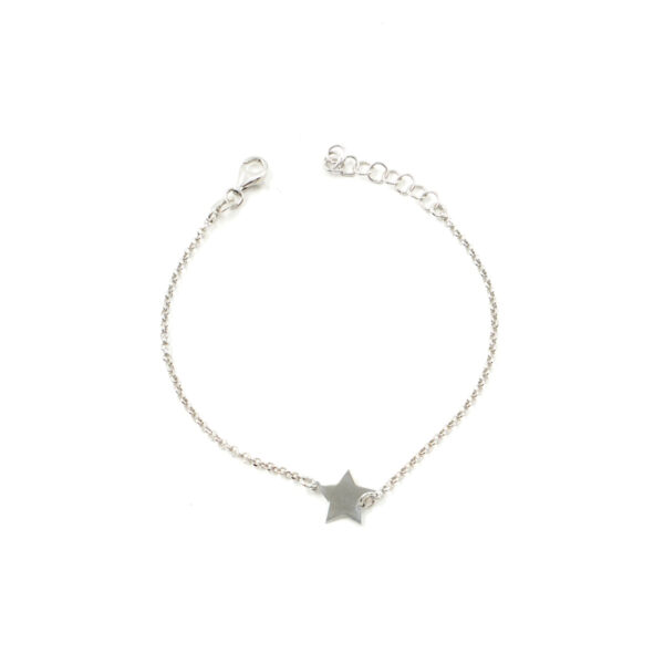 Bracciale a catena rolo in argento 925 con stella - Rodiato