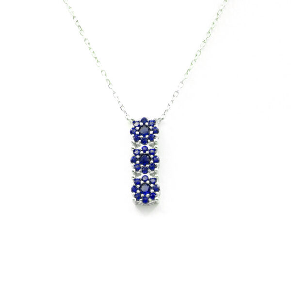 Collana con pendente Trilogy in argento 925 con zirconi blu – Rodiato
