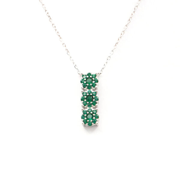 Collana con pendente Trilogy in argento 925 con zirconi verdi – Rodiato