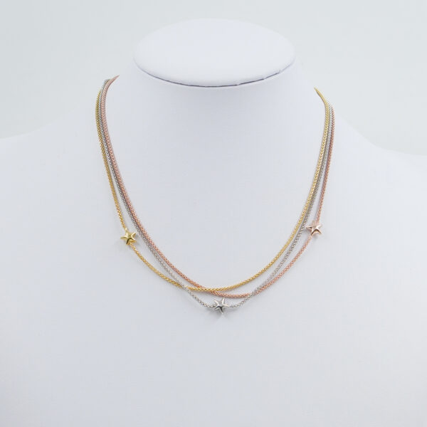 Collana con catena Coreana in argento 925 misura 1,50mm con stelle – Multicolore