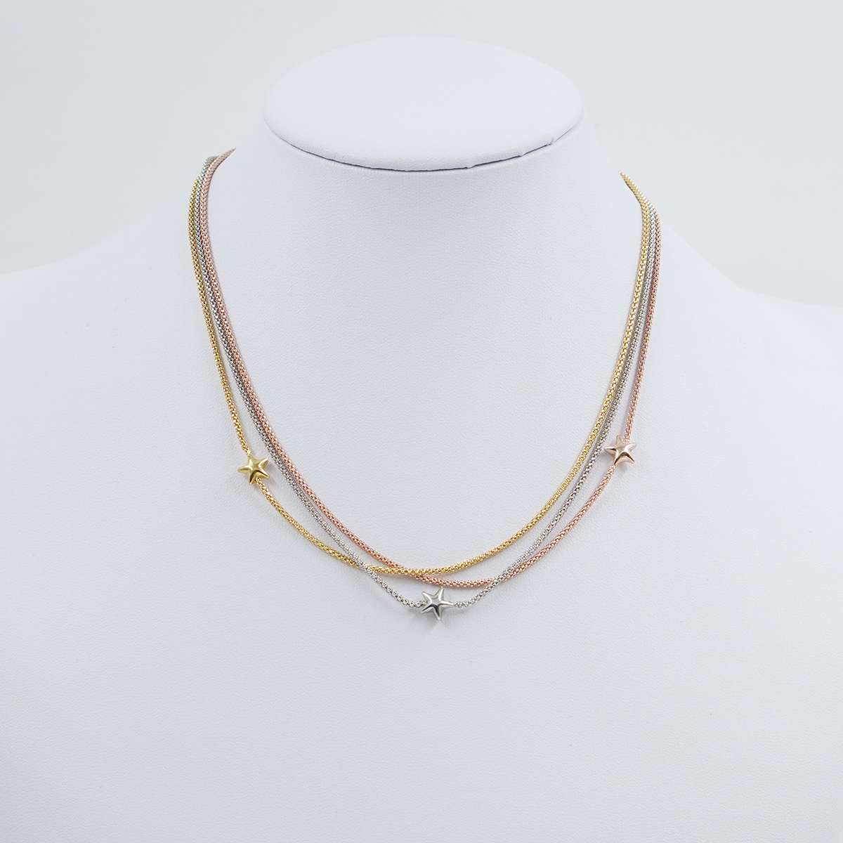 Collana con catena Coreana in argento 925 misura 1,50mm con stelle – Multicolore