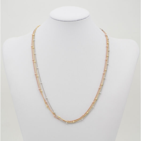 Collana con catena Coreana in argento 925 misura 1,30mm con pallini – Multicolore