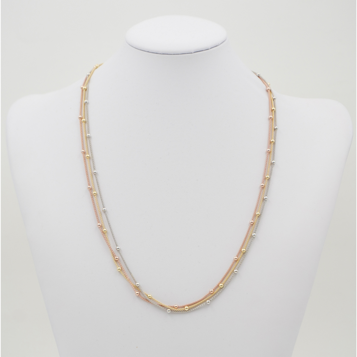 Collana con catena Coreana in argento 925 misura 1,30mm con pallini – Multicolore