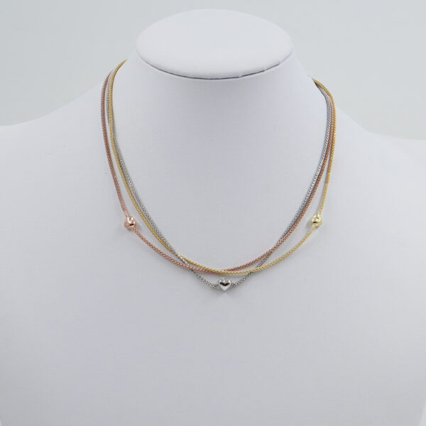 Collana con catena Coreana in argento 925 misura 1,50mm con cuori – Multicolore