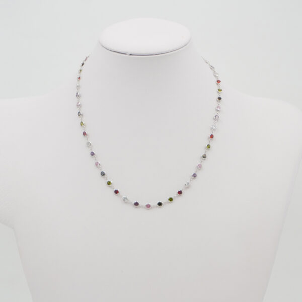 Collana in argento 925 con zirconi multicolori 2,50mm – Rodiato