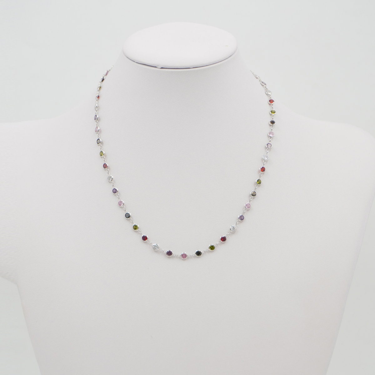 Collana in argento 925 con zirconi multicolori 2,50mm – Rodiato