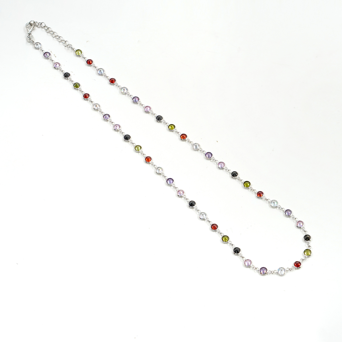 Collana in argento 925 con zirconi multicolori 2,50mm – Rodiato - immagine 2