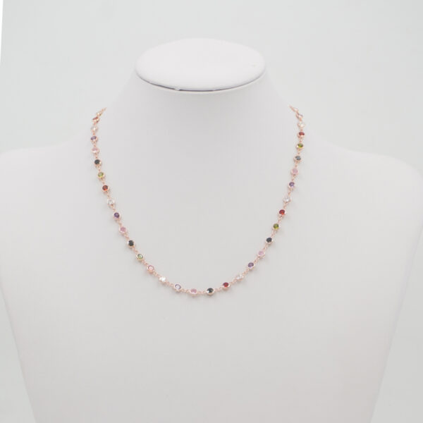 Collana in argento 925 con zirconi multicolori 2,50mm – Rosato