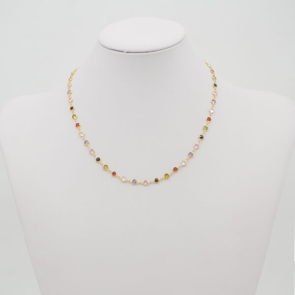 Collana in argento 925 con zirconi multicolori 2,50mm – Dorato