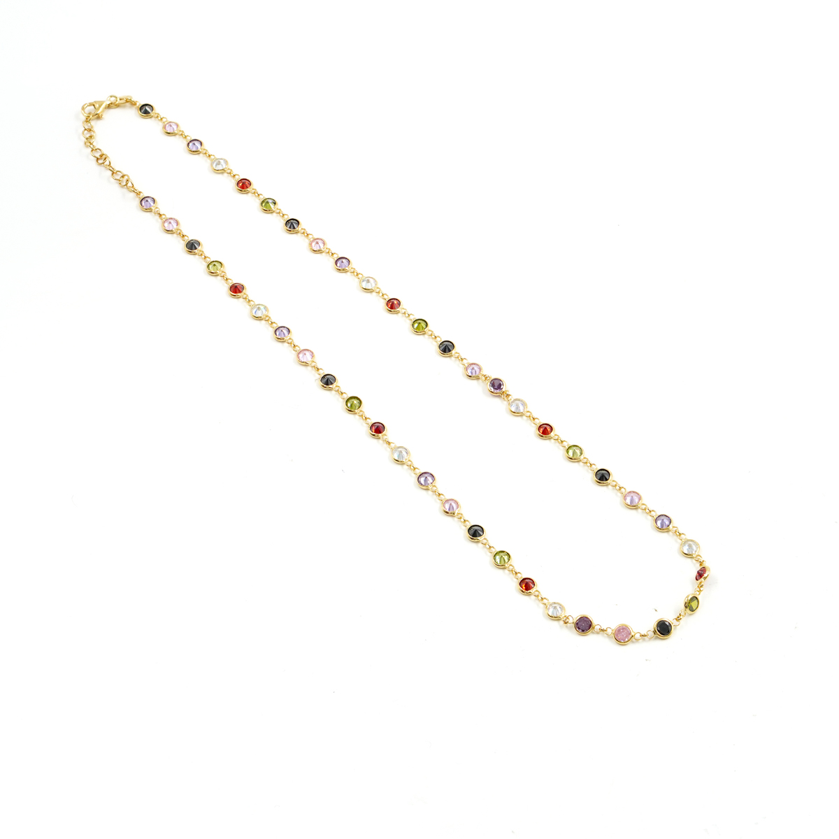 Collana in argento 925 con zirconi multicolori 2,50mm – Dorato - immagine 2