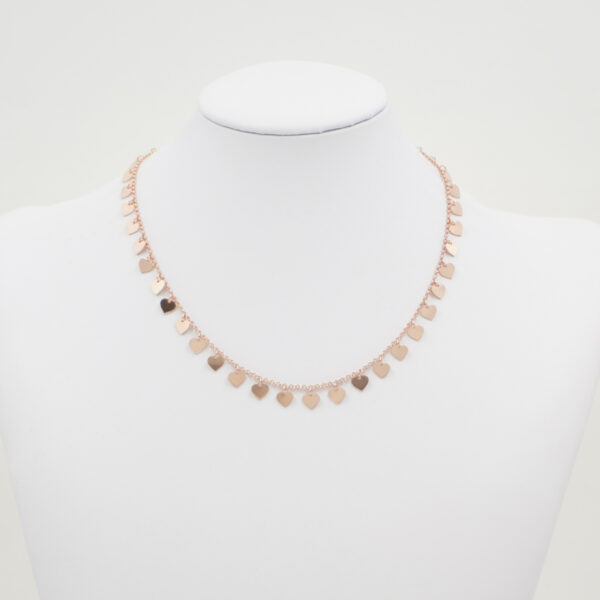 Collana con catena rolo in argento 925 con elementi cuore – Rosato