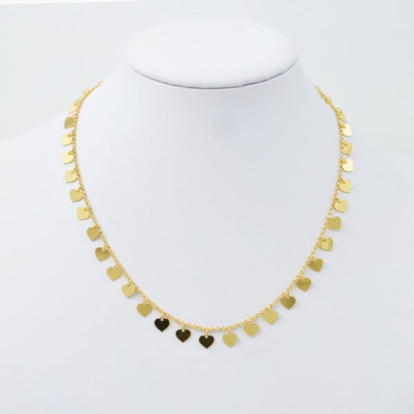 Collana con catena rolo in argento 925 con elementi cuore – Dorato