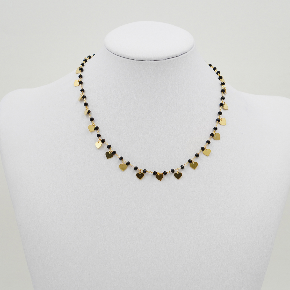 Sterling Silver necklace with heart charms – Golden Color