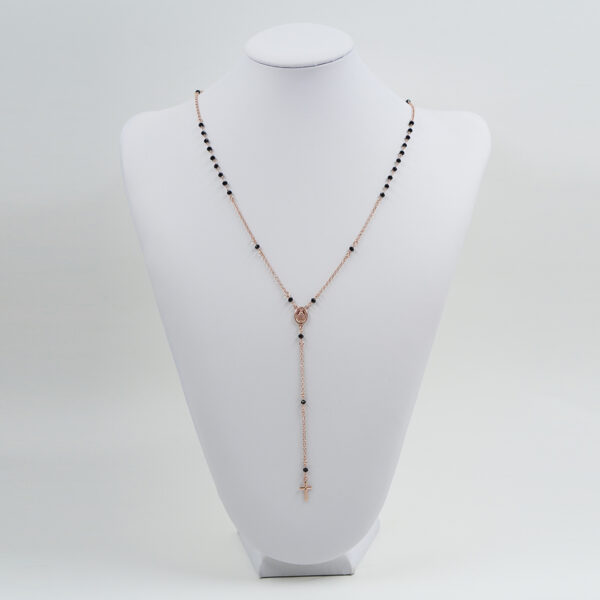 Collana rosario ammagliata in argento con agata nera – Rosato