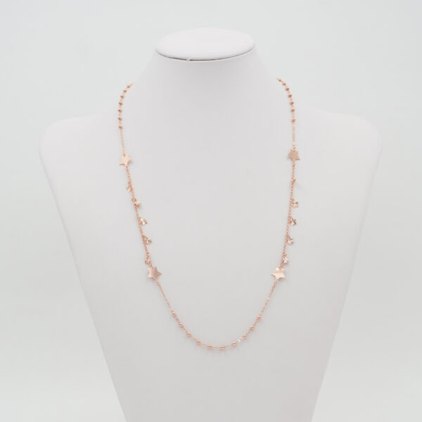 Collana con catena rolo in argento 925 ed elementi pendenti stella – Rosato