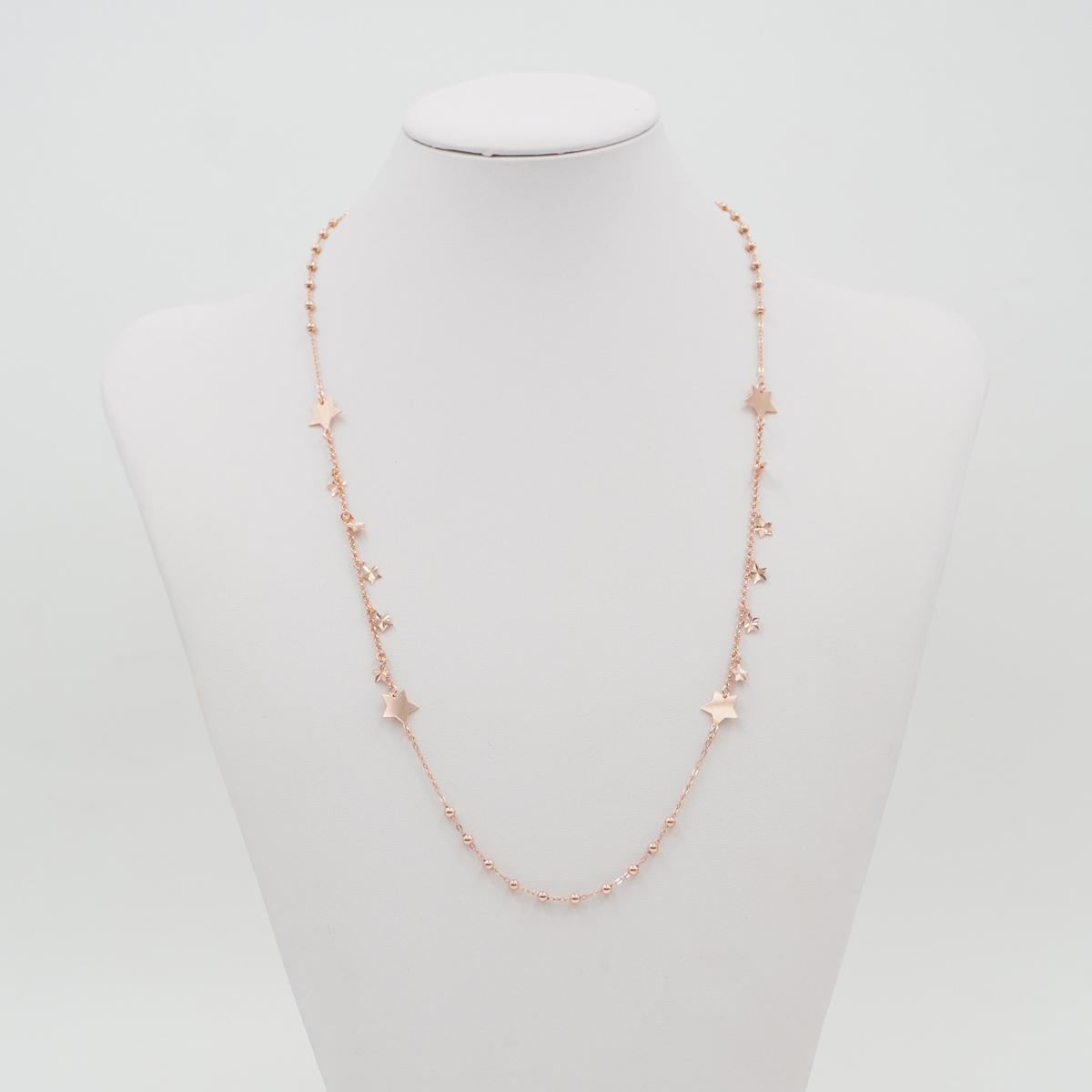 Collana con catena rolo in argento 925 ed elementi pendenti stella – Rosato