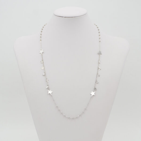 Collana con catena rolo in argento 925 ed elementi pendenti stella – Rodiato