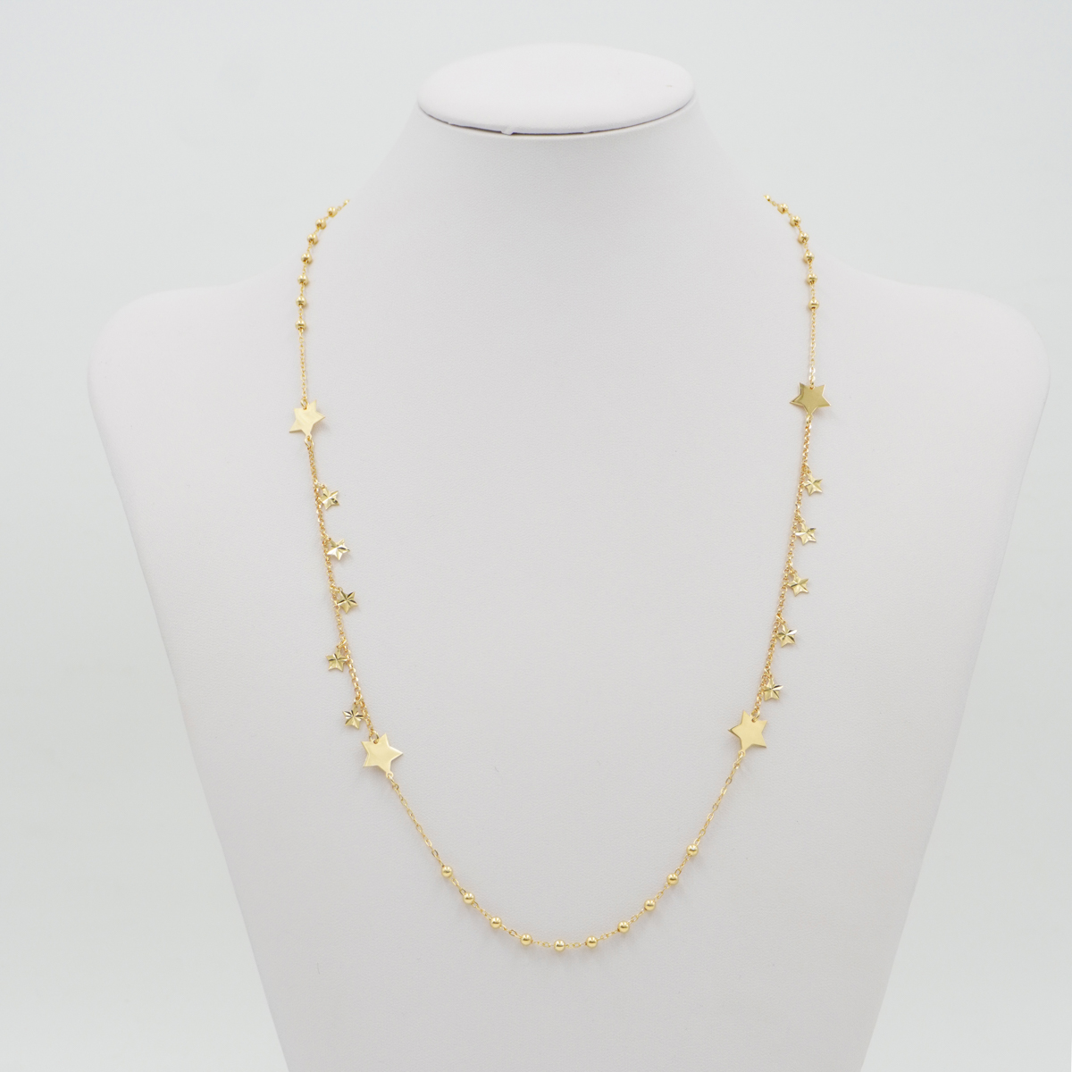Collana con catena rolo in argento 925 ed elementi pendenti stella – Dorato