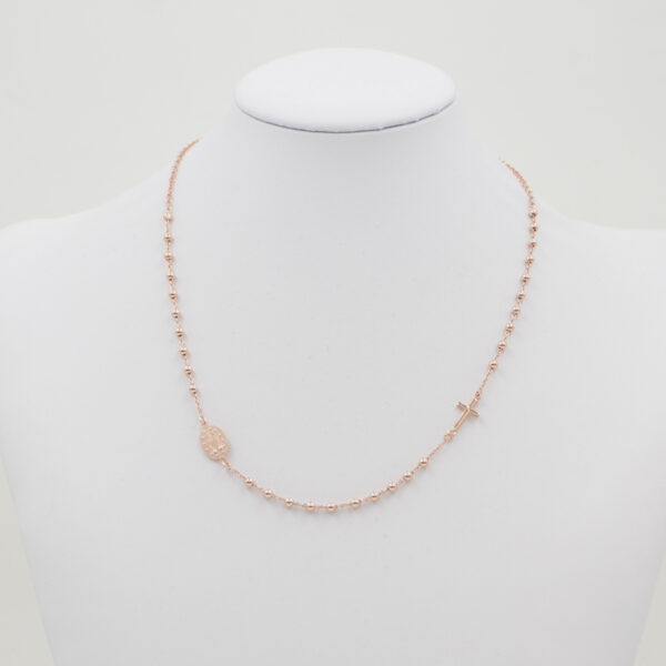 Collana rosario con catena rolo in argento 925 – Rosato