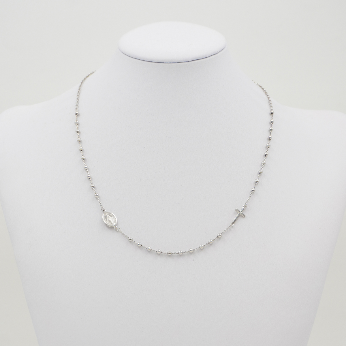 Collana rosario con catena rolo in argento 925 – Rodiato