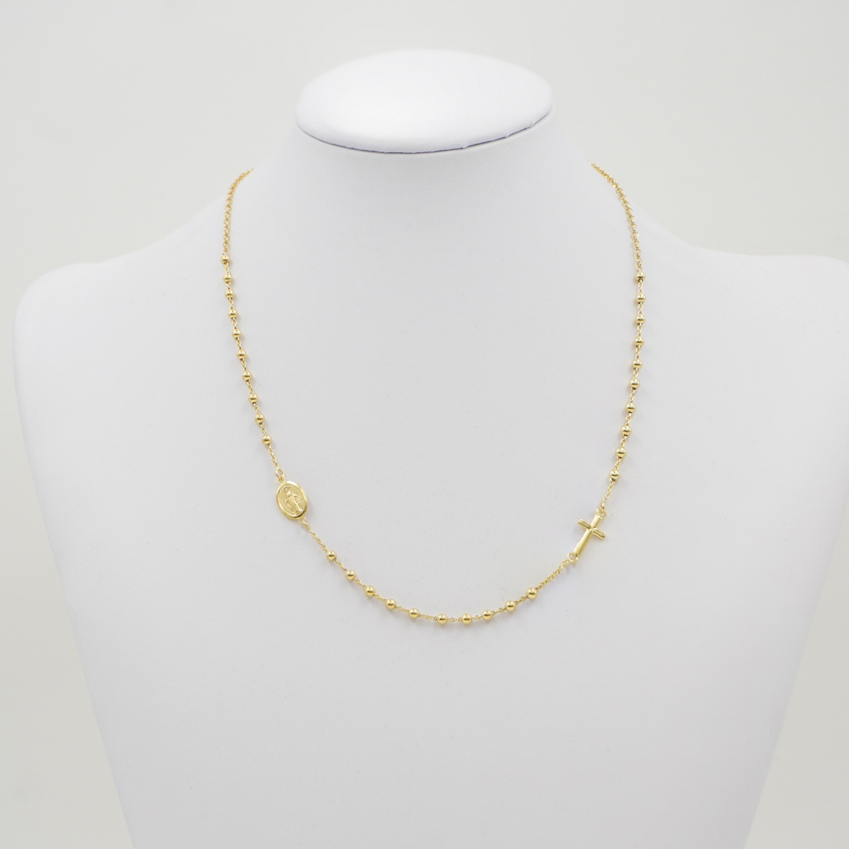 Collana rosario con catena rolo in argento 925 – Dorato
