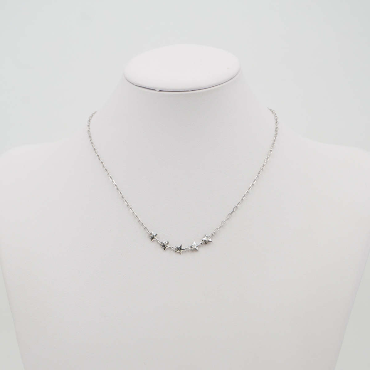Collana con catena graffetta in argento 925 con stelle – Rodiato