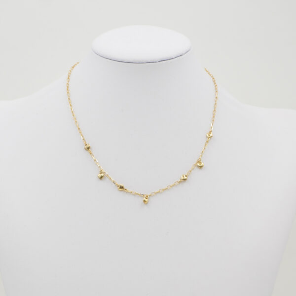 Collana con catena graffetta in argento 925 con cuori – Dorato