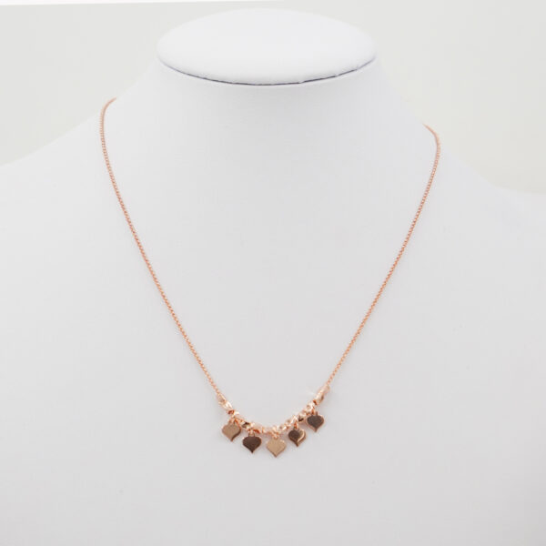 Collana con catena rolo in argento 925 e pendenti cuore – Rosato