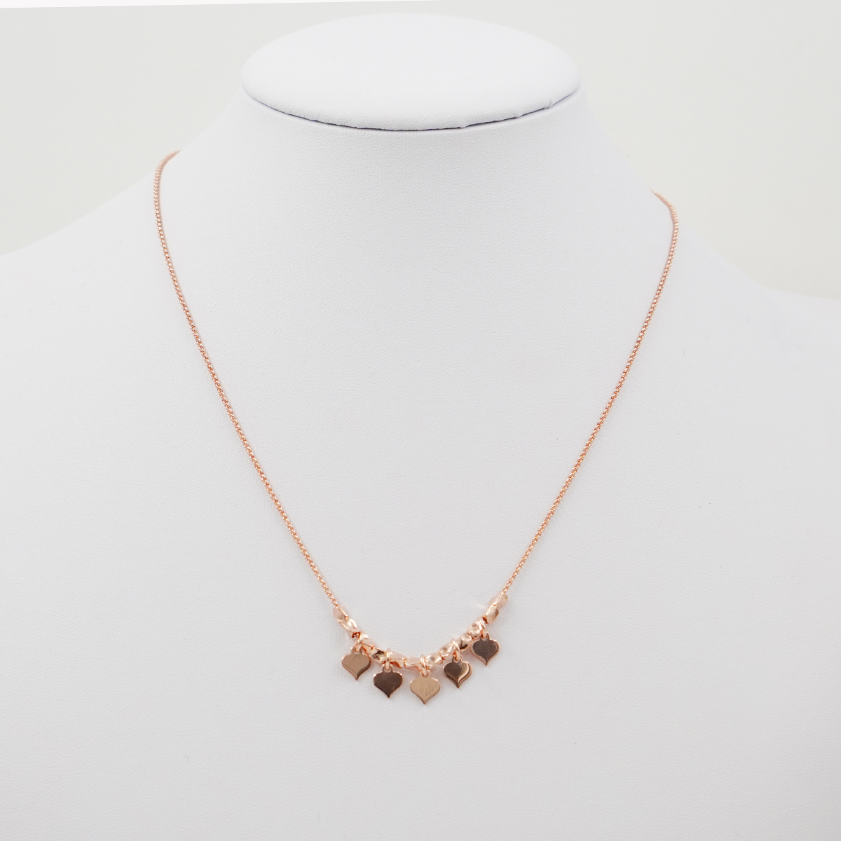 Collana con catena rolo in argento 925 e pendenti cuore – Rosato