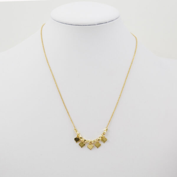 Collana con catena rolo in argento 925 e pendenti cuore – Dorato