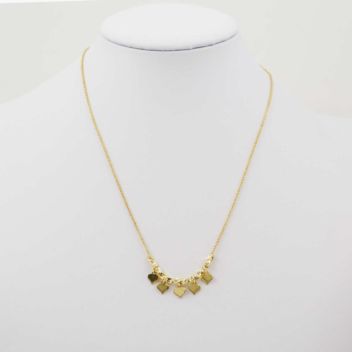 Collana con catena rolo in argento 925 e pendenti cuore – Dorato
